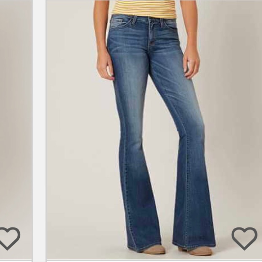 Flying Monkey Mid-Rise Flare Stretch Jeans